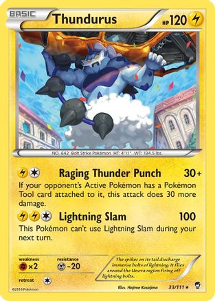Image of Thundurus 033  - Reverse Holofoil XY  Furious Fists - Rare