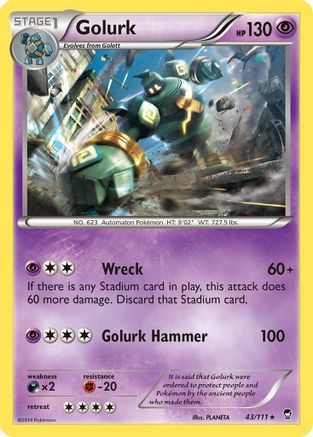Image of Golurk 043  - Reverse Holofoil XY  Furious Fists - Rare