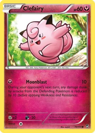 Image of Clefairy (70) 070/111  - Reverse Holofoil XY  Furious Fists - Common