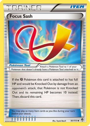 Image of Focus Sash 091/111  XY  Furious Fists - Uncommon