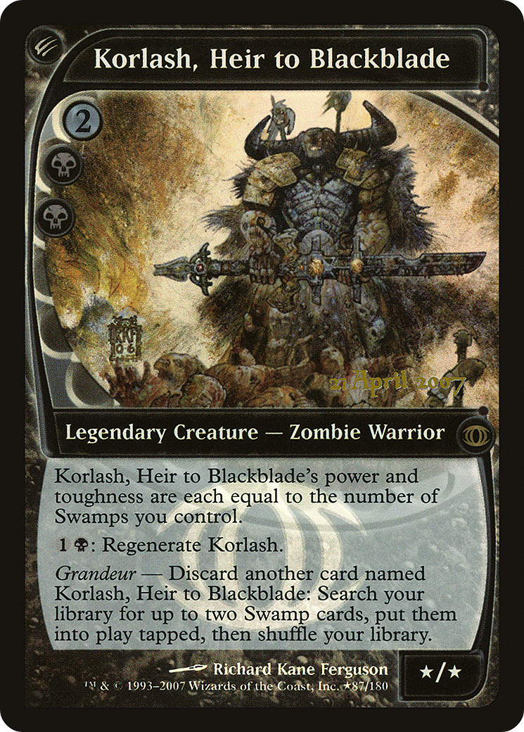 Image of Korlash, Heir to Blackblade (PRE-087) - Future Sight Promos Foil