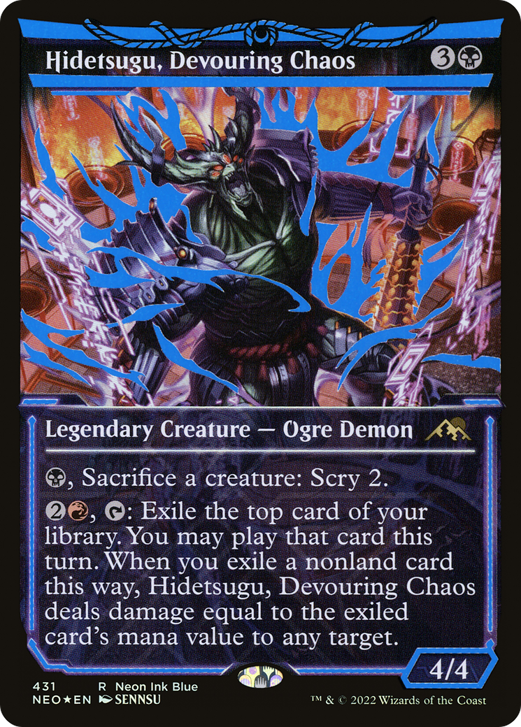 Image of Hidetsugu, Devouring Chaos (Neon Blue) (NEO-431) - Kamigawa: Neon Dynasty: (Showcase) Foil