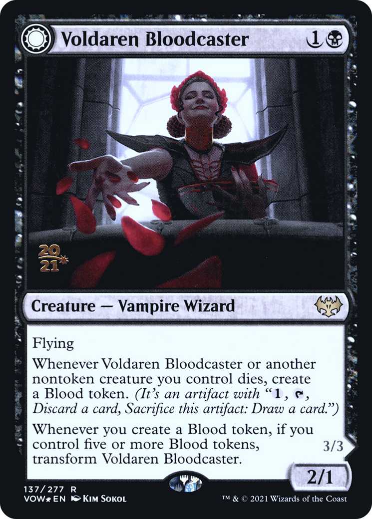 Image of Voldaren Bloodcaster (PRE-137) - Innistrad: Crimson Vow Promos: (Double Faced Transform) Foil