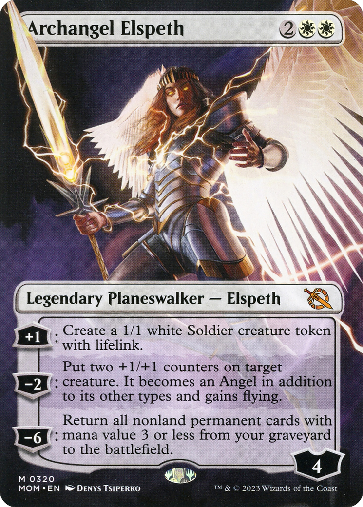 Image of Archangel Elspeth (Borderless) (MOM-320) - March of the Machine (Borderless) Foil