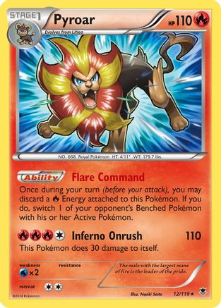 Image of Pyroar 012/119  - Reverse Holofoil XY  Phantom Forces - Holo Rare