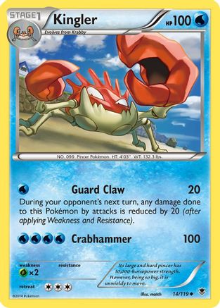 Image of Kingler 014  - Reverse Holofoil XY  Phantom Forces - Uncommon