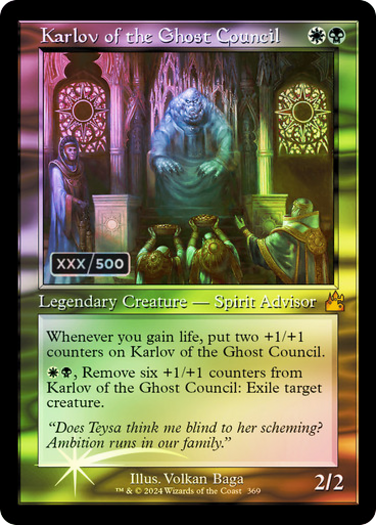Image of Karlov of the Ghost Council (Retro Frame) (Serial Numbered) (RVR-369) - Ravnica Remastered Foil