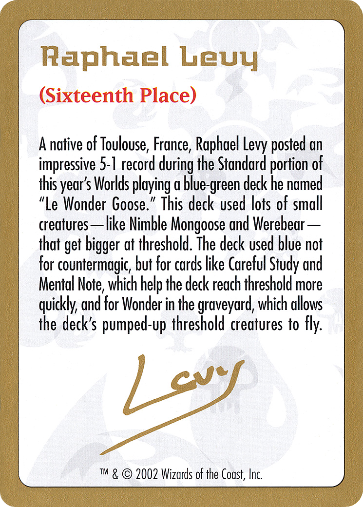 Image of 2002 Raphael Levy Biography Card (WCD-) - World Championship Decks 2002