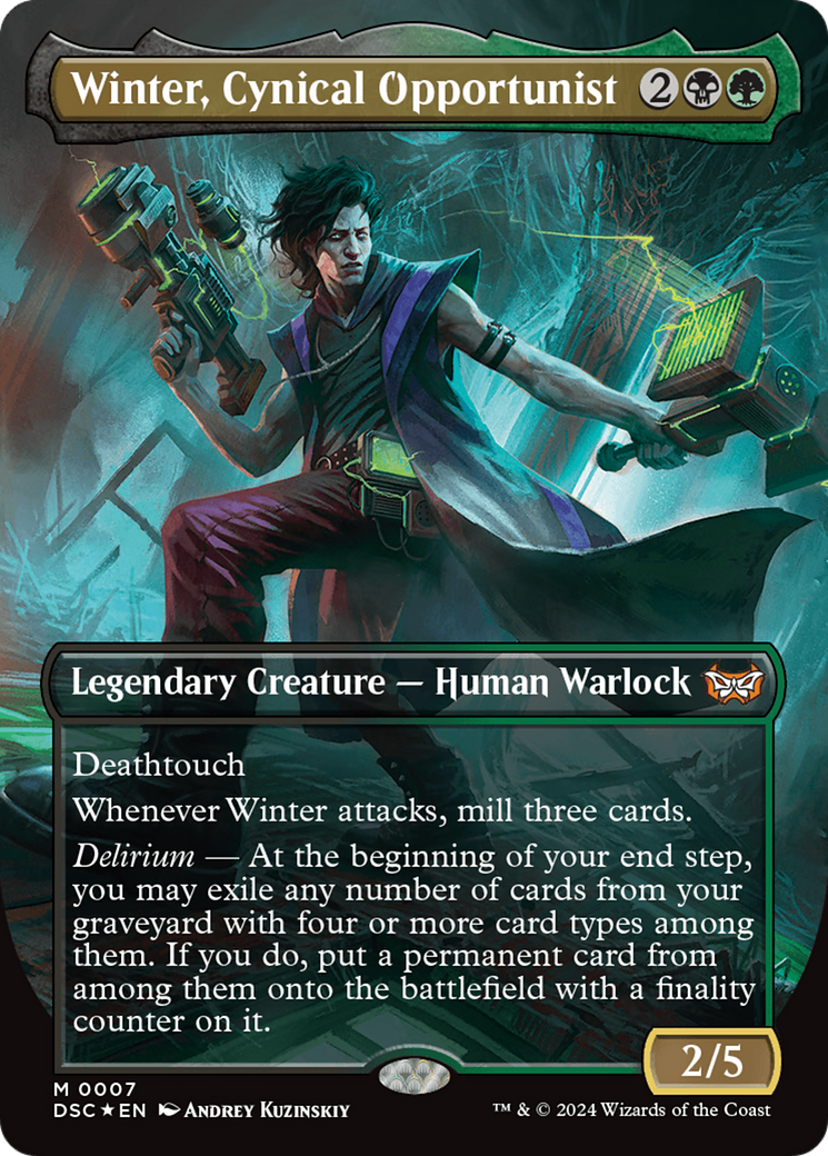 Image of Winter, Cynical Opportunist (Borderless) (DSC-007) - Duskmourn: House of Horror Commander (Borderless)