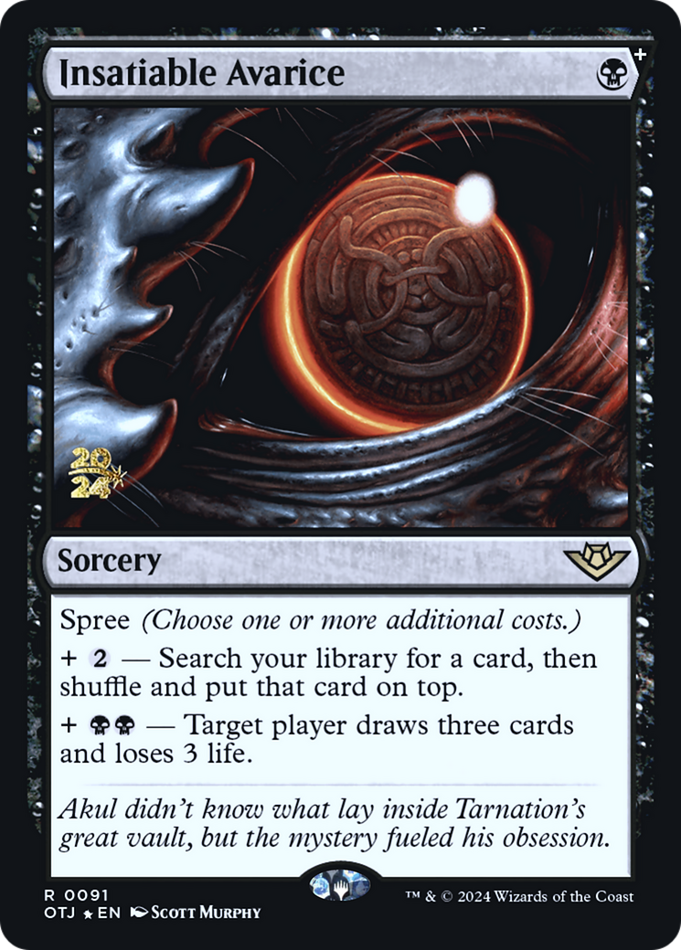 Image of Insatiable Avarice (PRE-091) - Outlaws of Thunder Junction Promos Foil
