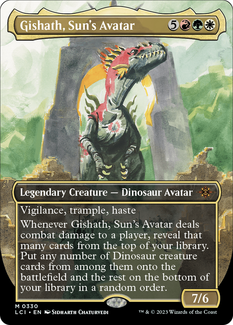 Image of Gishath, Sun's Avatar (Borderless) (LCI-330) - The Lost Caverns of Ixalan (Borderless)