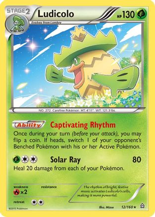 Image of Ludicolo 012  - Reverse Holofoil XY  Primal Clash - Holo Rare