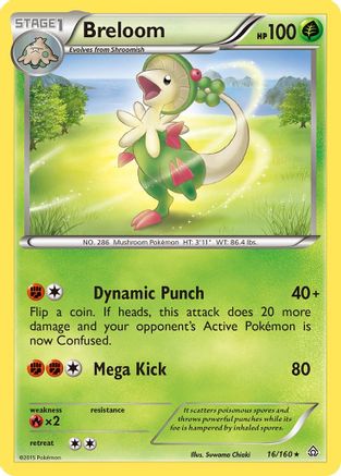 Image of Breloom 016/160  - Reverse Holofoil XY  Primal Clash - Rare