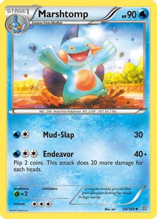 Image of Marshtomp 034/160  - Reverse Holofoil XY  Primal Clash - Uncommon