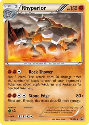 Image of Rhyperior 076  - Reverse Holofoil XY  Primal Clash - Rare