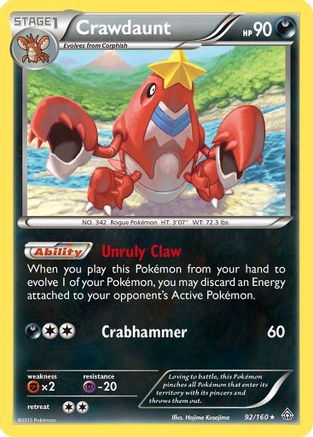 Image of Crawdaunt 092  - Holofoil XY  Primal Clash - Holo Rare