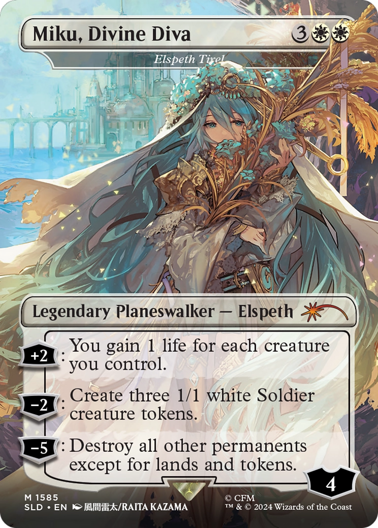 Image of Miku, Divine Diva - Elspeth Tirel (SLD-1585) - Secret Lair Drop / Miku, Divine Diva (Borderless)