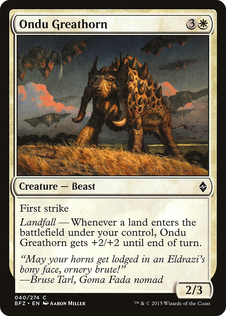 Image of Ondu Greathorn (BFZ-040) - Battle for Zendikar Foil