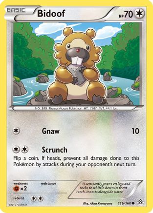 Image of Bidoof 116/160  - Reverse Holofoil XY  Primal Clash - Common