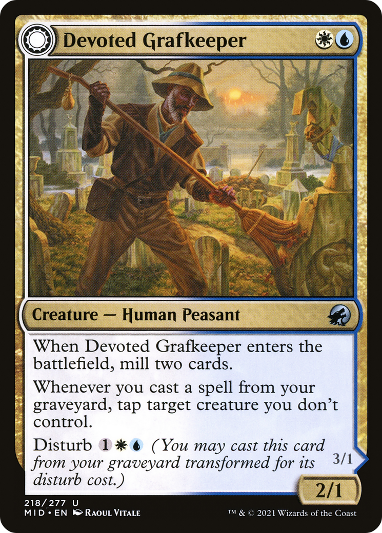 Image of Devoted Grafkeeper (MID-218) - Innistrad: Midnight Hunt: (Double Faced Transform) Foil