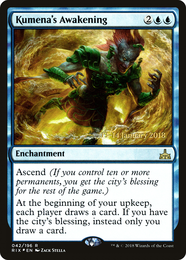 Image of Kumena's Awakening (PRE-42S) - Rivals of Ixalan Promos Foil