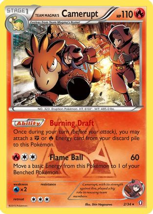 Image of Team Magma's Camerupt 002/34  - Reverse Holofoil Double Crisis - Holo Rare