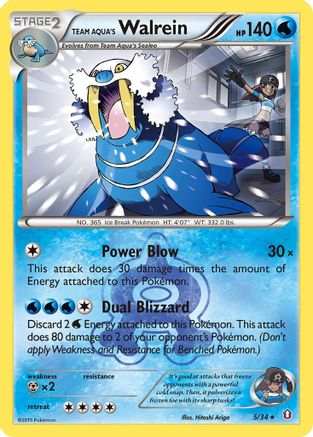 Image of Team Aqua's Walrein 005/34  - Reverse Holofoil Double Crisis - Holo Rare