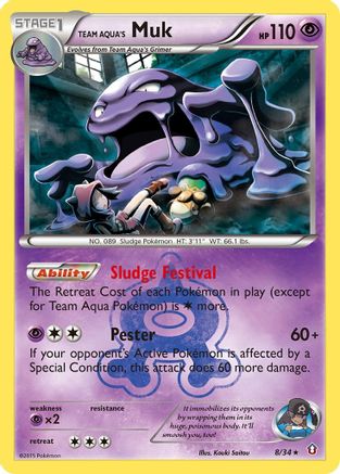 Image of Team Aqua's Muk 008/34  - Reverse Holofoil Double Crisis - Holo Rare