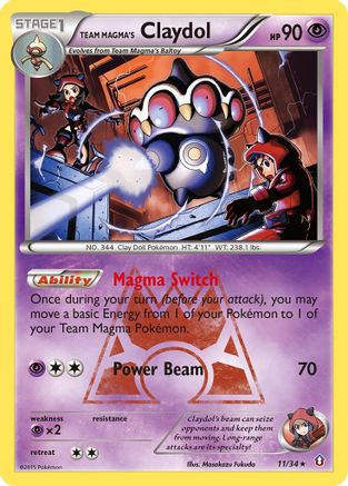 Image of Team Magma's Claydol 011/34  - Reverse Holofoil Double Crisis - Holo Rare