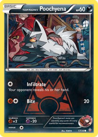 Image of Team Magma's Poochyena 017/34  - Reverse Holofoil Double Crisis - Common