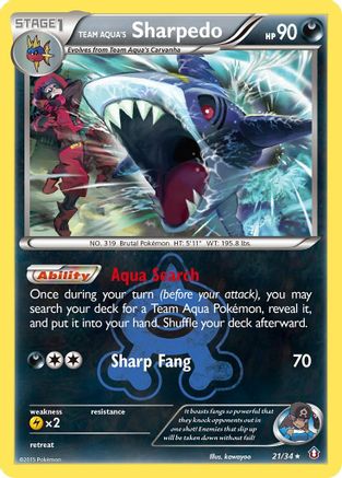 Image of Team Aqua's Sharpedo 021  - Reverse Holofoil Double Crisis - Holo Rare