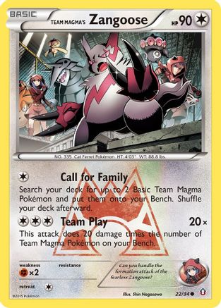 Image of Team Magma's Zangoose 022/34  - Reverse Holofoil Double Crisis - Common