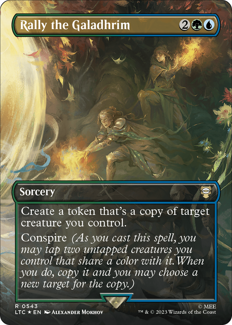 Image of Rally the Galadhrim (Borderless) (Surge Foil) (LTC-543) - Tales of Middle-earth Commander (Borderless) Foil