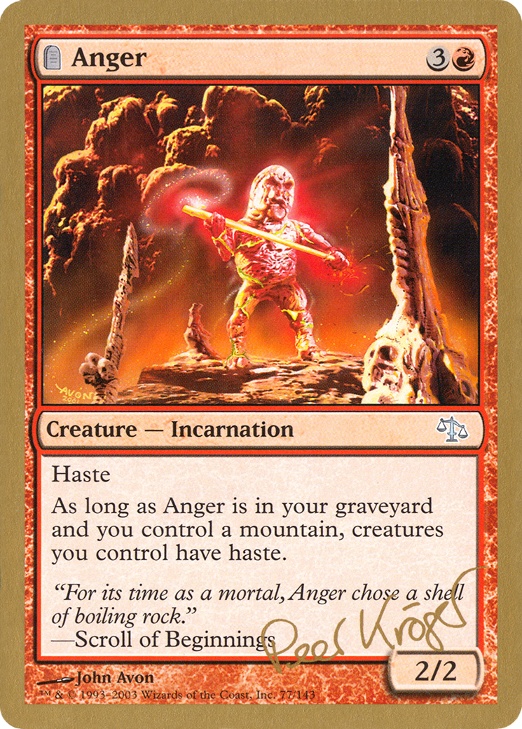 Image of Anger - 2003 Peer Kroger (JUD) (WCD-PK77) - World Championship Decks 2003
