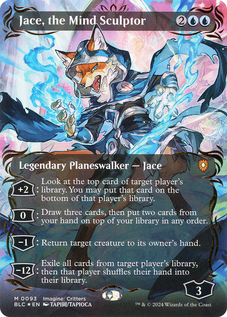 Image of Jace, the Mind Sculptor (Borderless) (Raised Foil) (BLC-093) - Bloomburrow Commander (Borderless) Foil