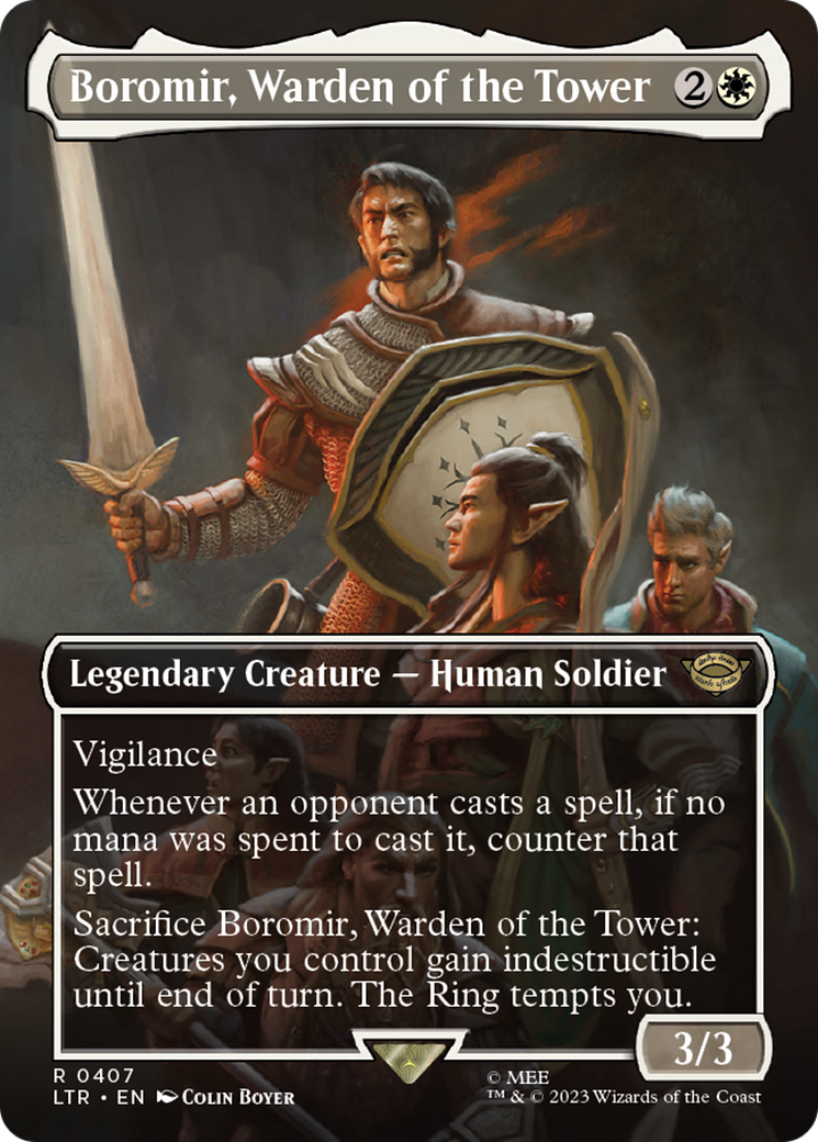 Image of Boromir, Warden of the Tower (Borderless) (LTR-407) - The Lord of the Rings: Tales of Middle-earth (Borderless) Foil