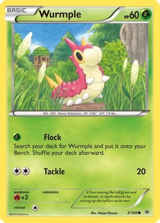 Image of Wurmple 003/108  - Reverse Holofoil XY  Roaring Skies - Common
