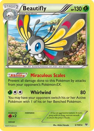 Image of Beautifly 005/108  - Reverse Holofoil XY  Roaring Skies - Holo Rare