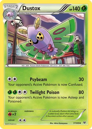 Image of Dustox (7) 007/108  - Reverse Holofoil XY  Roaring Skies - Uncommon