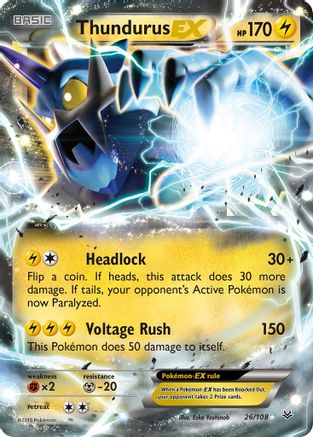 Image of Thundurus EX 026/108  - Holofoil XY  Roaring Skies - Ultra Rare