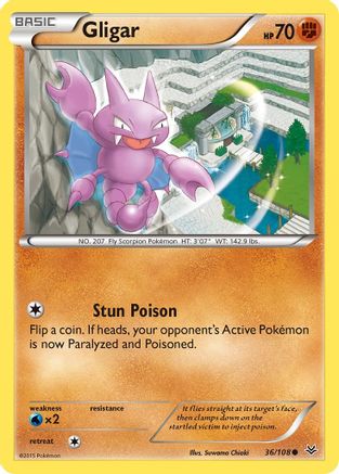 Image of Gligar 036/108  - Reverse Holofoil XY  Roaring Skies - Common