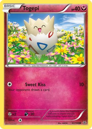 Image of Togepi 043/108  - Reverse Holofoil XY  Roaring Skies - Common