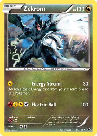 Image of Zekrom 064/108  - Holofoil XY  Roaring Skies - Holo Rare