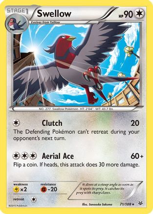 Image of Swellow (71) 071  - Reverse Holofoil XY  Roaring Skies - Rare