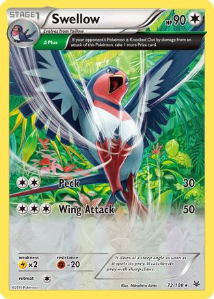Image of Swellow (72 Delta) 072/108  - Holofoil XY  Roaring Skies - Holo Rare