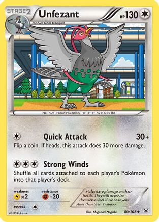 Image of Unfezant (80) 080  - Reverse Holofoil XY  Roaring Skies - Uncommon