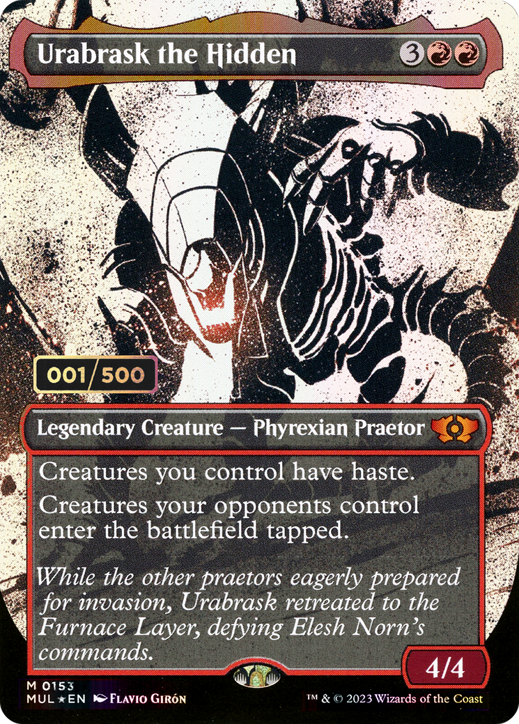 Image of Urabrask the Hidden (Serial Numbered) (MUL-153) - Multiverse Legends: (Showcase) (Borderless) Foil