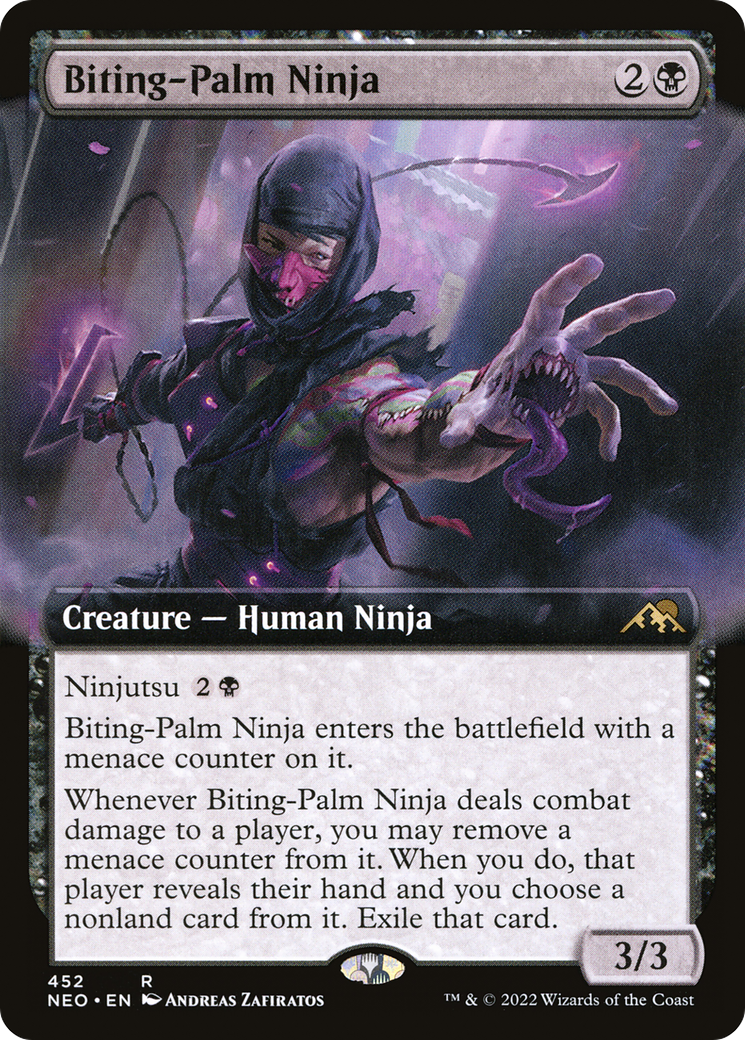 Image of Biting-Palm Ninja (Extended Art) (NEO-452) - Kamigawa: Neon Dynasty: (Extended Art)
