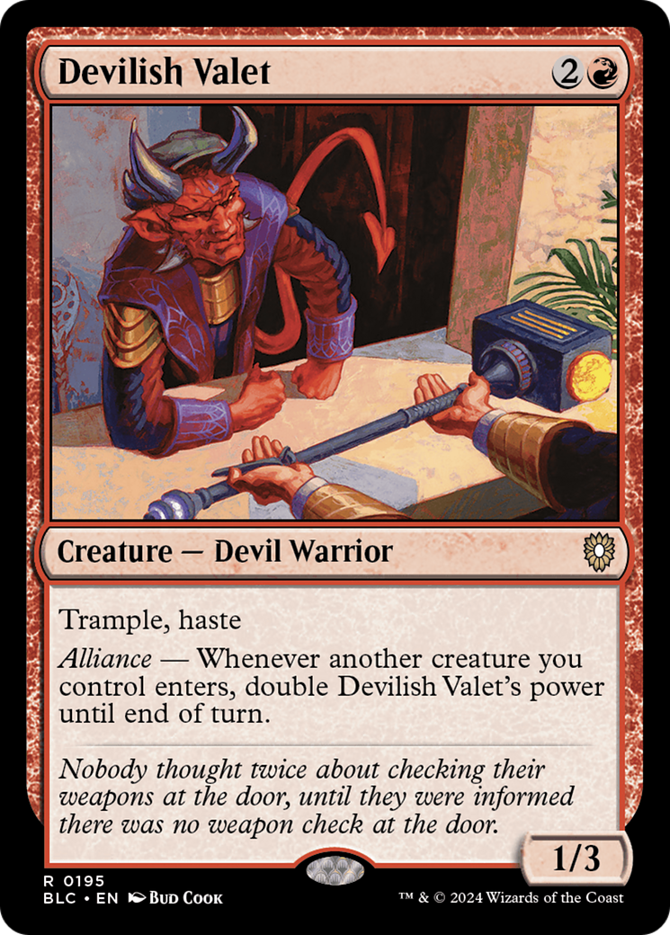 Image of Devilish Valet (BLC-195) - Bloomburrow Commander