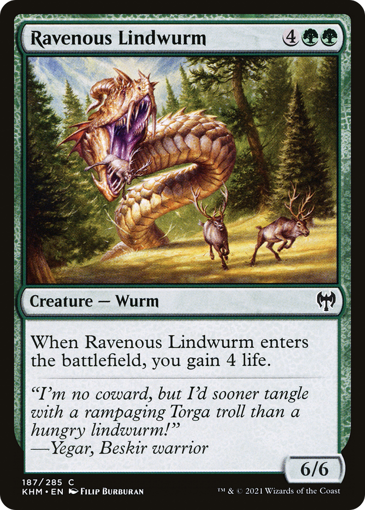 Image of Ravenous Lindwurm (KHM-187) - Kaldheim Foil